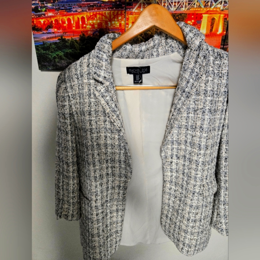 Rachel Zoe Women's Black and White Tweed Blazer